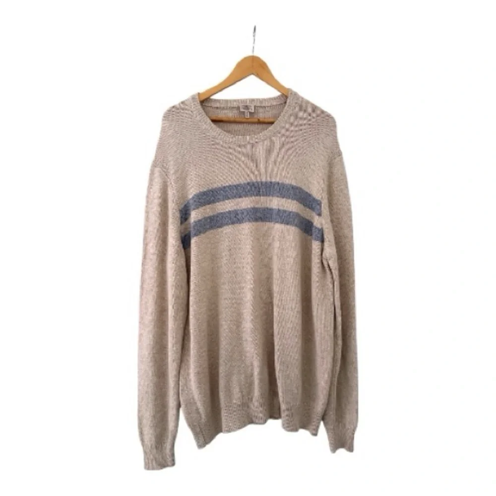 Faherty Sunwashed Crewneck Sweater - Dune Natural Surf Stripe.  Size XXL NWOT